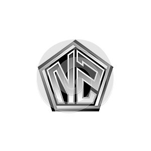 NZ Logo Monogram Silver Geometric Modern Design