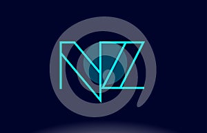 nz n z blue line circle alphabet letter logo icon template vector design