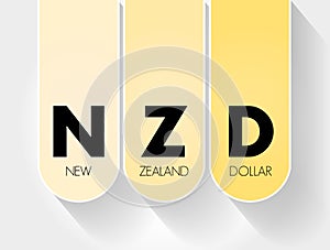 NZD - New Zealand Dollar acronym, concept background