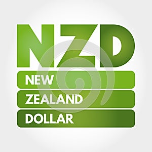 NZD - New Zealand Dollar acronym, concept background