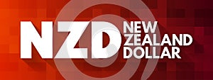 NZD - New Zealand Dollar acronym, concept background