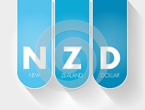 NZD - New Zealand Dollar acronym, concept background