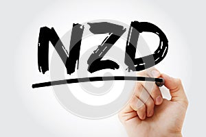 NZD - New Zealand Dollar acronym with marker, concept background