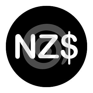 NZD New Zealand Dollar Currency Symbol. Black Illustration Isolated on a White Background. EPS Vector