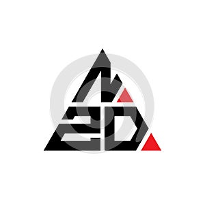 NZD triangle letter logo design with triangle shape. NZD triangle logo design monogram. NZD triangle vector logo template with red photo