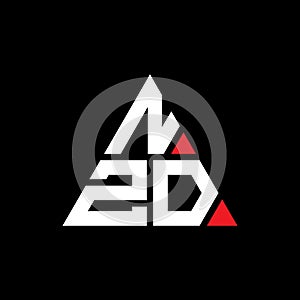 NZD triangle letter logo design with triangle shape. NZD triangle logo design monogram. NZD triangle vector logo template with red photo