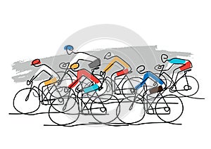 NÃ¡zev Cycling race, line art stylized cartoon.