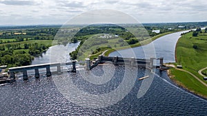 O\'Brien\'s Bridge water dam, Clare Ireland -May,28, 2022,Parteen Weir