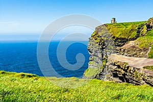 O'Brien's Tower on the Cliffs of Moher on the western Atlantic Ocean coastline of Ireland