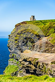 O'Brien's Tower on the Cliffs of Moher on the western Atlantic Ocean coastline of Ireland