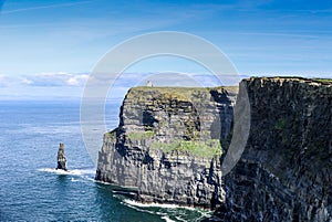 O Brien tower at the Cliffs of Moher located at the southwestern edge of the Burren region in County Clare, Ireland