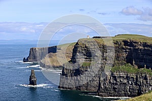 O Brien tower at the Cliffs of Moher located at the southwestern edge of the Burren region in County Clare, Ireland