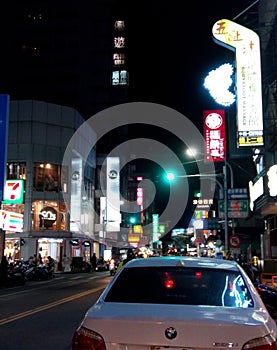 Taiwan`s Evening Street View - Renai Road