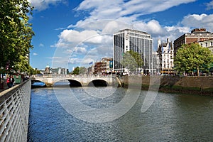 O'Connell Bridge over the river Liffey in Dublin City Centre