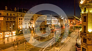 O`Connell Street by night. Dublin historic places. Ireland