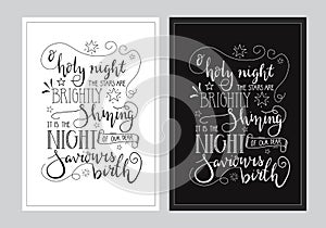 O Holy Night black and white script