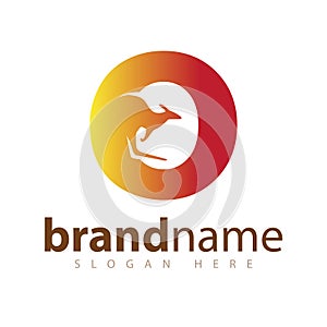 O Initial letter with kangaroo logo icon vector