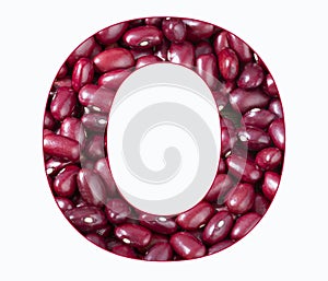 O, Letter of the Alphabet - Red adzuki bean - Phaseolus vulgaris