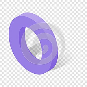 O letter in isometric 3d style with shadow