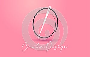 O Letter Logo with Needle and Thread Creative Design Concept Vector