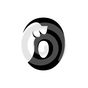 O letter with a negative space dog logo