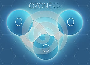 O3 ozone 3d molecule isolated on abstract background