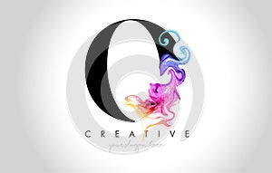 O Vibrant Creative Leter Logo Design with Colorful Smoke Ink Flo