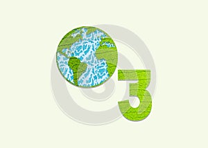 O3 - world ozone day concept design with green leaf globe