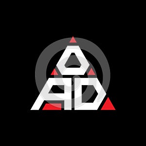 OAD triangle letter logo design with triangle shape. OAD triangle logo design monogram. OAD triangle vector logo template with red