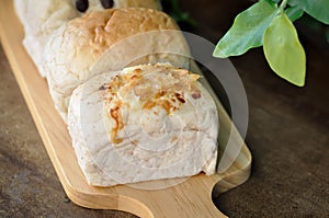 Oaf of  bread, butter bread and raisin bread or bread with dried pork topping or loaves of bread or wholewheat bread