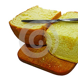 Oaf of wheat starter bread isolated on white background