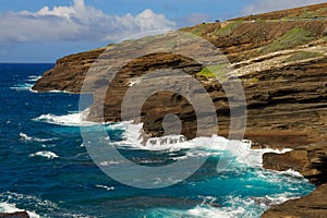 Oahu Cliffs with foamy waves