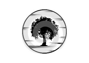 Vector silhouette tree icon isolated on white background. Tree concept logo design