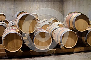 Oak Aging Room in a Winery