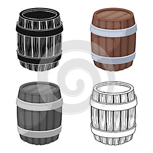 Oak barrel beer. A barrel in which beer is brewed. Pub single icon in cartoon style vector symbol stock illustration.