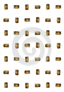 Oak barrel pattern on a white isolated background mini icon winemaking stands and lies