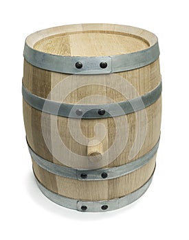 Oak barrel of a small capacity  on a white background