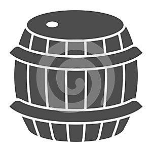 Oak barrel solid icon. Vintage wooden wine storage glyph style pictogram on white background. Winery and grape beverage