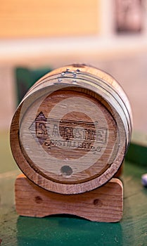 Oak barrel on a stand