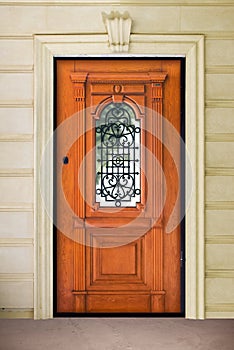 Oak door with forged peephole