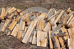 pile of cut oak firewood