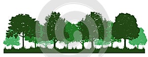 Oak Forest Tree Silhouette Landscape Clipart