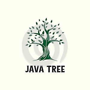 Oak or java mythic tree in vector logo