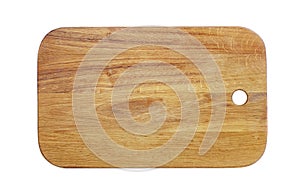 Oak kitchen chopping board isolated on white.