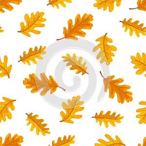 Oak leaf. Autumn, fall seamless pattern. Flat vector clipart, illustration