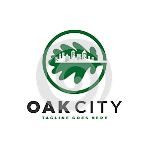 Oak leaf city illustration logo design