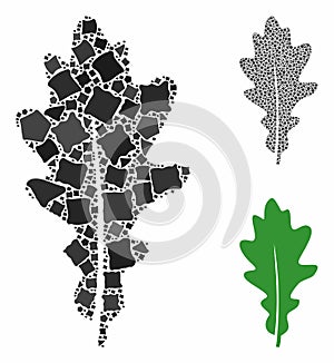 Oak leaf Composition Icon of Unequal Elements