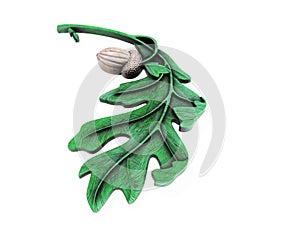 Oak leaf 3d render, on a white background