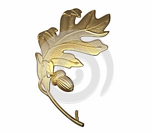 Oak leaf 3d render, on a white background