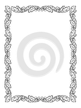 Oak leaf frame black silhouette